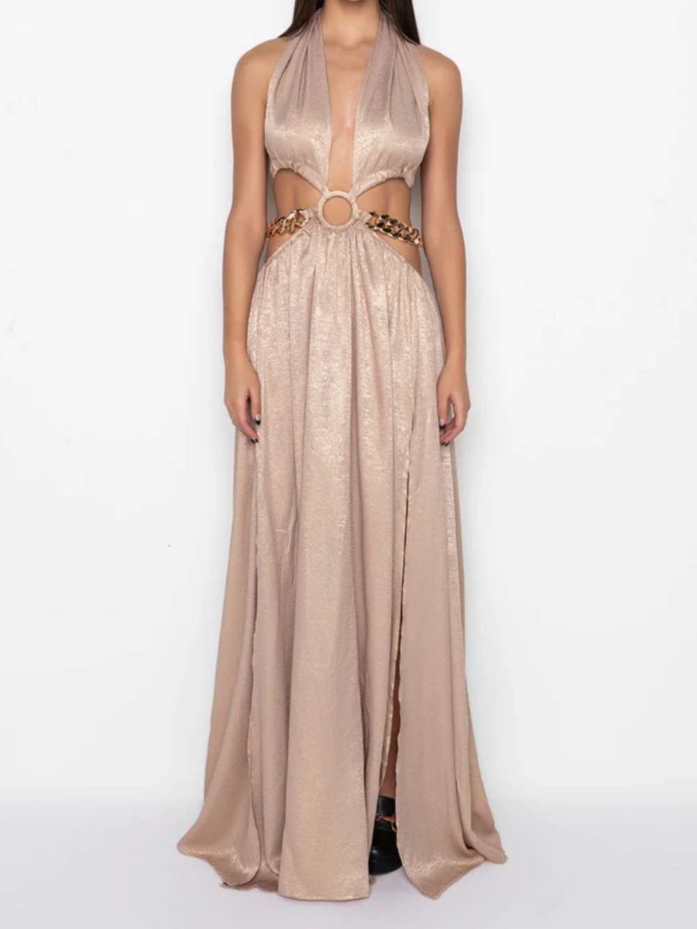 MAXI DRESS WITH CHAINS TRIM